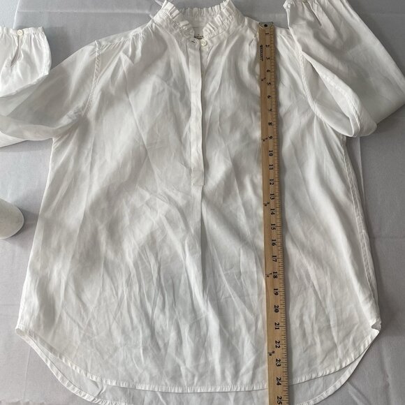 Trovata Birds of Paradis XS White Valentina Poplin V-Neck Top Ruffle Collar - Picture 16 of 16